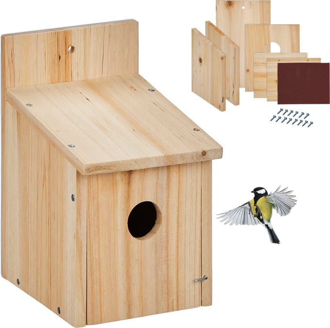 nestkastje bouwpakket - koolmees - opening 35 mm - diy - hout - hangend