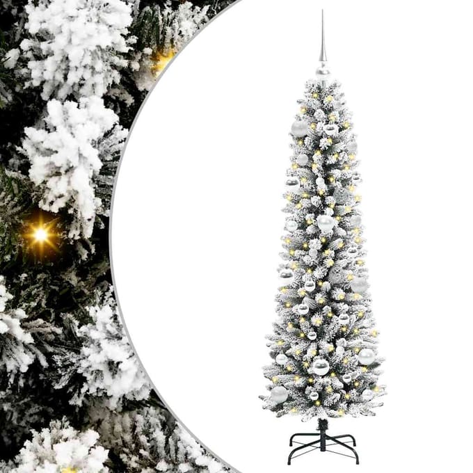 vidaXL - Kunstkerstboom - Wit - 150 - cm - PVC - en - Metaal - en - Plastic