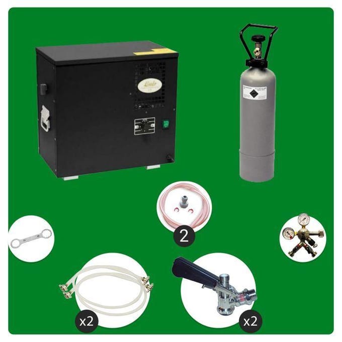 Bierwaterkoeler, AS-40, 2-kraans, Waterkoeler - Biertap, Beertender, Thuistap, Bierkoeler, Type M, Type A