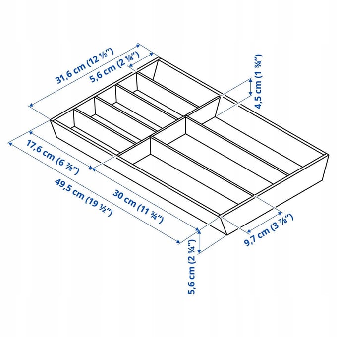 2x Bamboe Bestekbak Organizer - 32x50 cm - Keukenlade Organizer