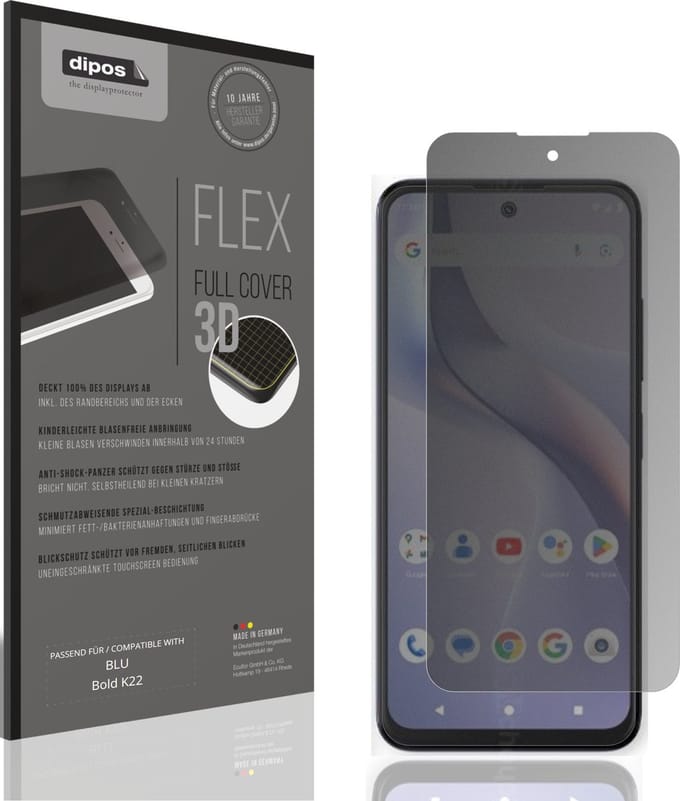 dipos FLEX – Matte Privacy Screenprotector geschikt voor BLU Bold K22 | Volledige Schermbescherming | Case-Friendly