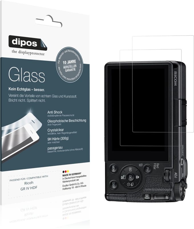 dipos – 2x Pantserfolie geschikt voor Ricoh GR IV HDF | 9H Screenprotector