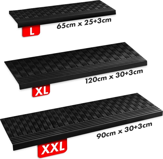 FLOORDIREKT Rubberen trapmat voor buiten - Diamond - Antislip voor traptreden - 30 x 90 cm
