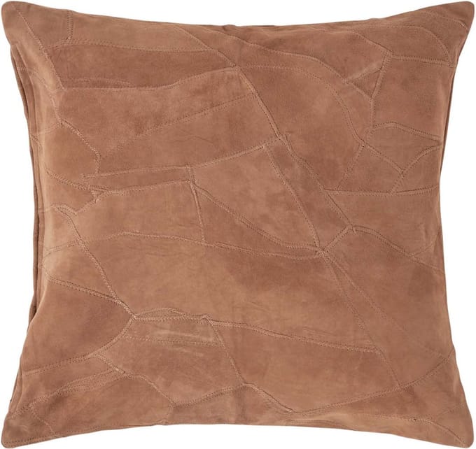 Homescapes Patchwork leren kussen bruin, 45x45 cm