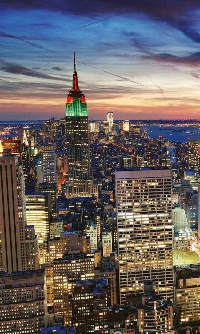 Fotobehang - New York Skyscrapers 150x250cm - Vliesbehang