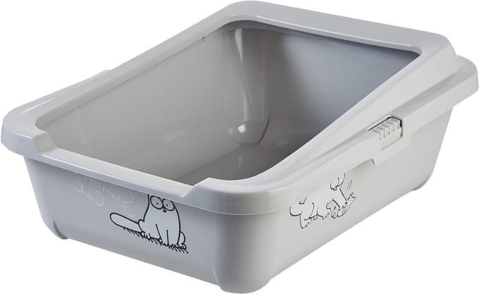 Zyrex® Open Kattenbak - Kattenbak met Rand - Kattentoilet Met Schepje - Grijs - 43cm x 32cm x 16cm