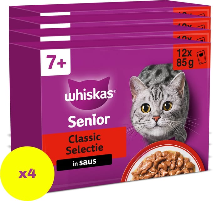 Whiskas Kattenvoer - Senior 7+ - Classic Selectie in Saus - 48x85g