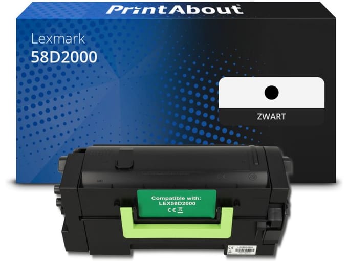 PrintAbout huismerk Toner 58D2000 Zwart Geschikt voor Lexmark