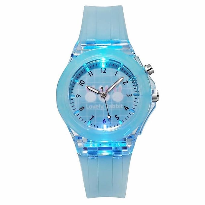 Fako - Kinderhorloge - Siliconen - Light - 38mm - Rabbit - Lichtblauw