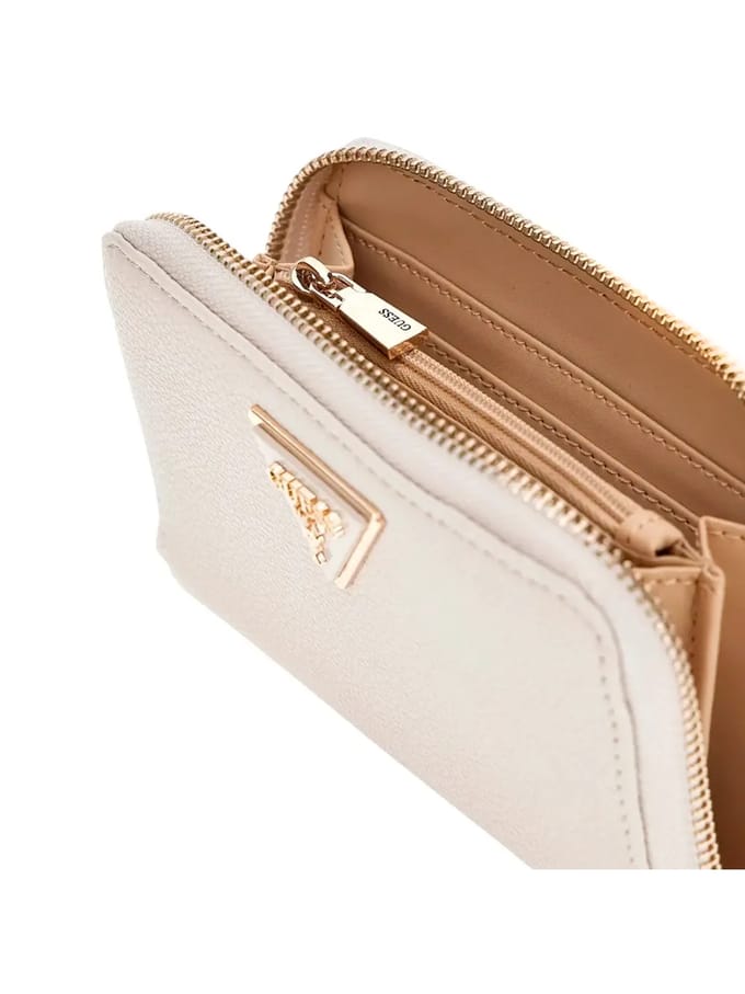 GUESS Portemonnee Laurel SLG Medium Zip Around Wallet Ivory Crème