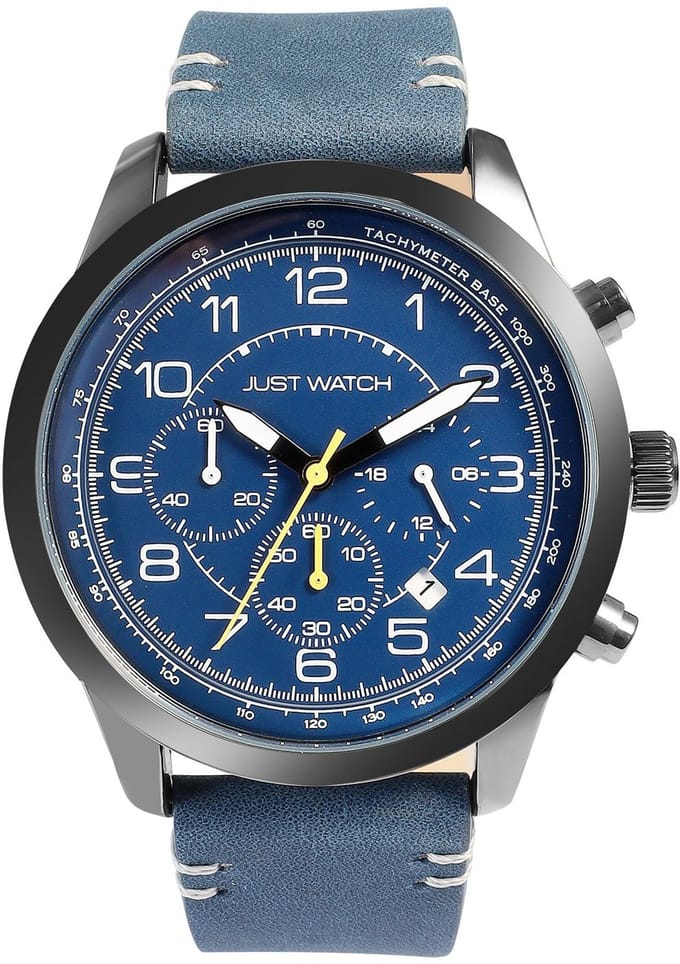 JUST WATCH Herenhorloge echt leer Atticus, Mineralglas