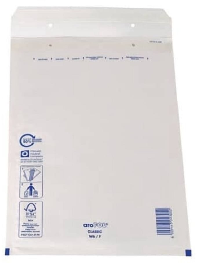 Wit gerecyclede luchtkussenenveloppen - Formaat 6/f - 22 x 34 Cm - 6 stuks