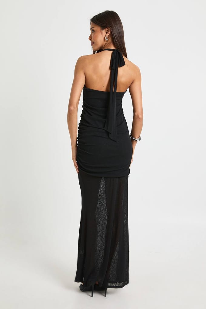 boohoo Dames Halterneck Cowl Maxi Jurk | Black | Maat: 8