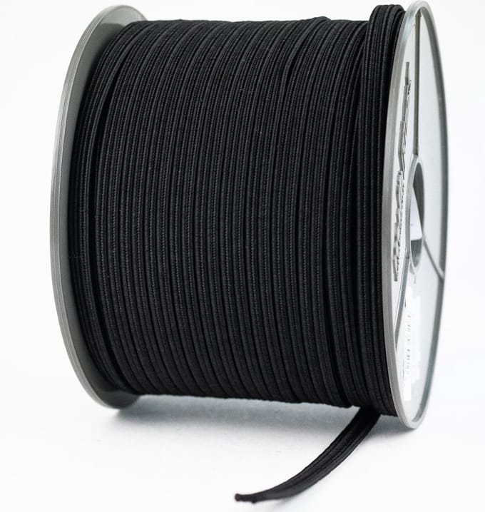Afdekzeilwinkel - Elastisch koord 11mm plat zwart op rol - 100 meter