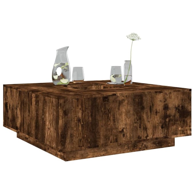 vidaXL - Salontafel - 100x100x40 - cm - bewerkt - hout - gerookt - eikenkleurig