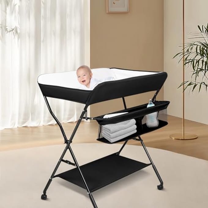 Opvouwbare en Draagbare Verschoontafel met Opbergruimte - Multifunctionele Luiertafel