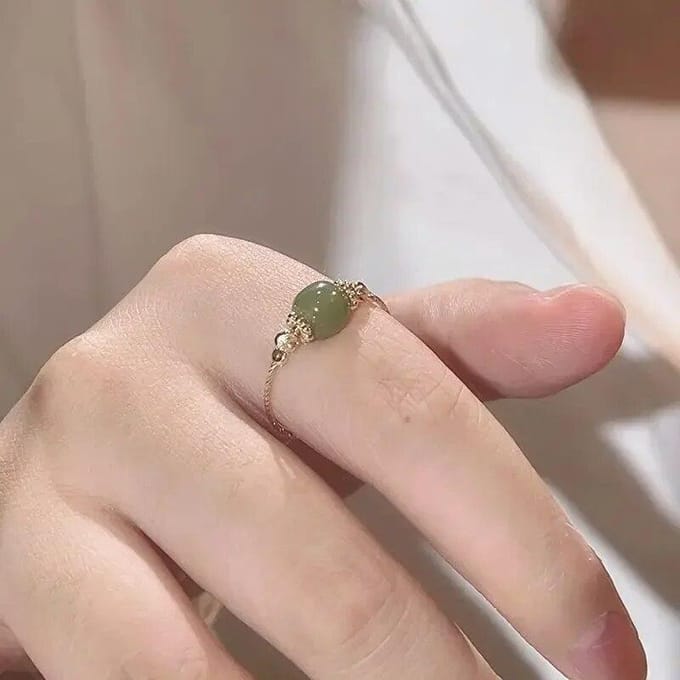 Bagues réglables à la mode pour femmes, bague en Jade, couleur or, bijoux de fête, cadeau 1pc beige