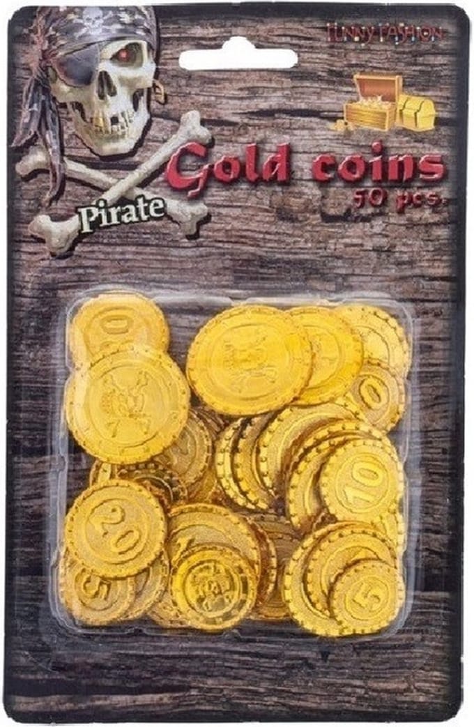 Piraten schatkist speelgoed munten - goud - 200x stuks - kunststof