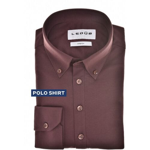 Ledûb Polo Long Sleeve Solid Color Cotton Jersey Donker Rood / male