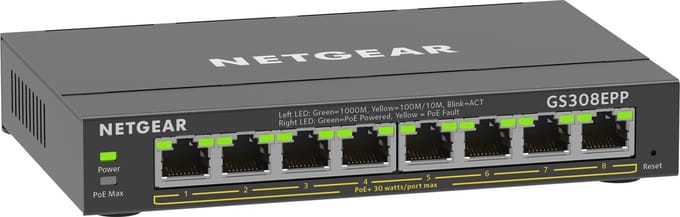 NETGEAR GS308EPP - Netwerk Switch - Plus Managed - 1 Gbps - PoE Switch - 8 poorten