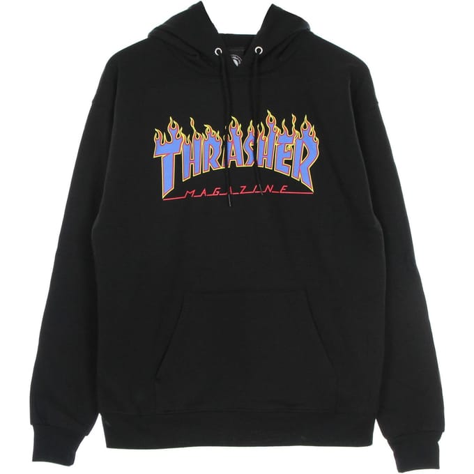 Heren Flame Hood Sweatshirt Zwart/blauw