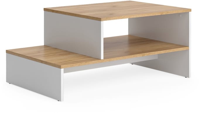 Vicco Amely Salontafel – 90 x 55 cm met plank Eik goud/wit