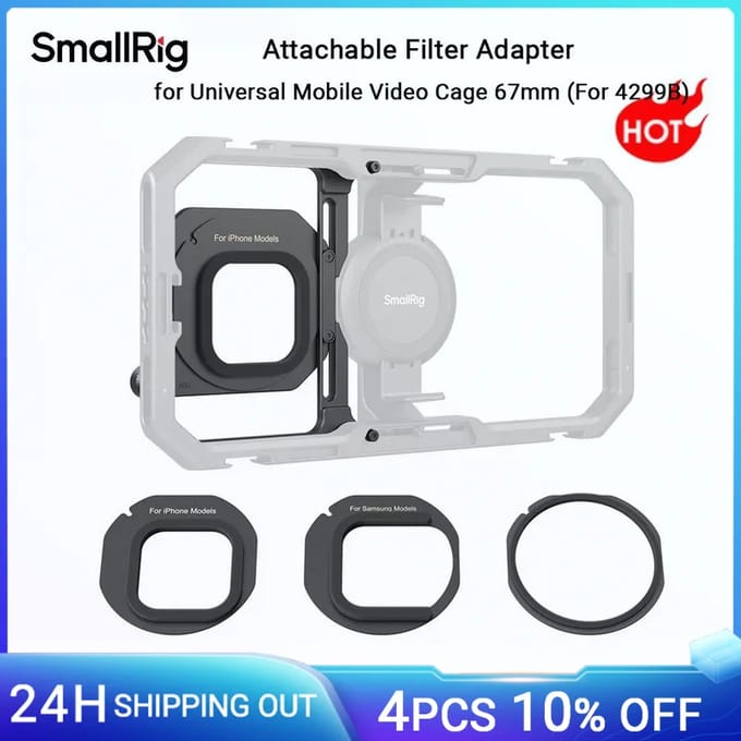 SmallRig 4843 Magnetic Filter Adapter for Universal Mobile Video Cage 67mm