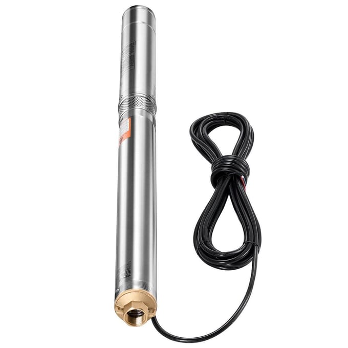 Pompe submersible pour puits profond 750W Acier inoxydable Pompe à eau 210ft 65L/min