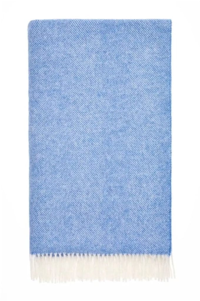 Plaid Visgraat Lichtblauw (Peacock) - Shetland Lamswol - 140x185 - Bronte by Moon