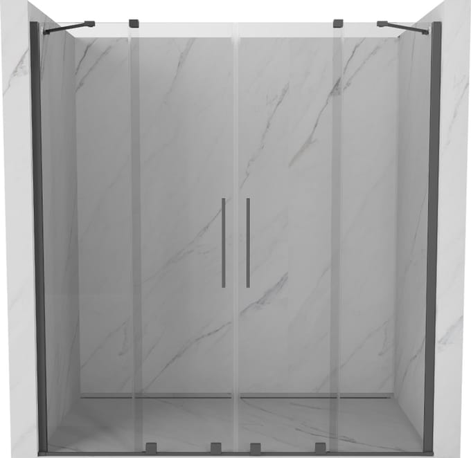 Mexen Velar Duo schuifbare douchedeur 200 , transparant, geborsteld grijs - 871-200-000-02-66