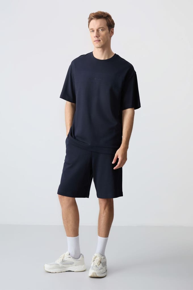 Heren Oversized Katoenmix T-Shirt en Shorts Set