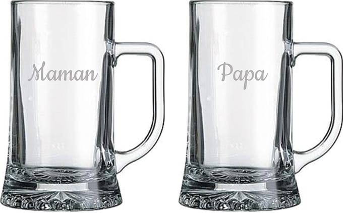 Bierpul gegraveerd - 50cl - Maman & Papa