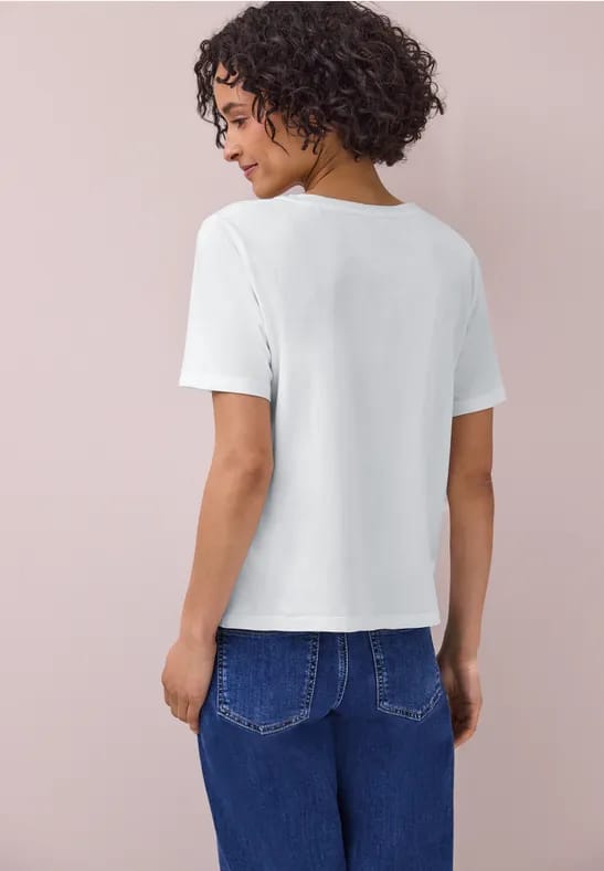 Shirt met ronde hals en gehaakte zak