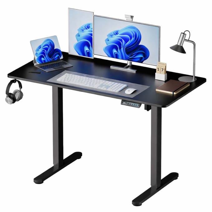 Zit sta bureau - 120 x 60 cm - hoogte verstelbaar - zwart