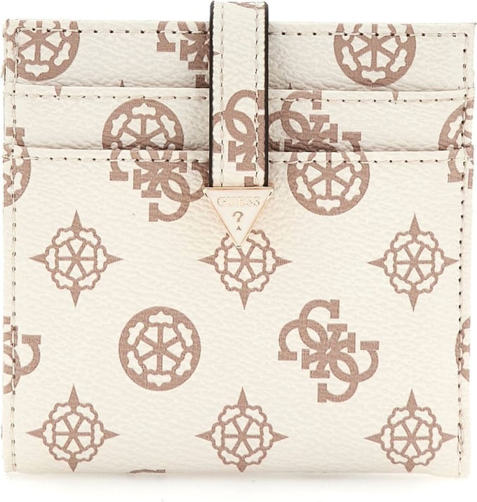 Guess Laurel SLG Tab Card Case Dames Portemonnee - Cream Logo - One Size