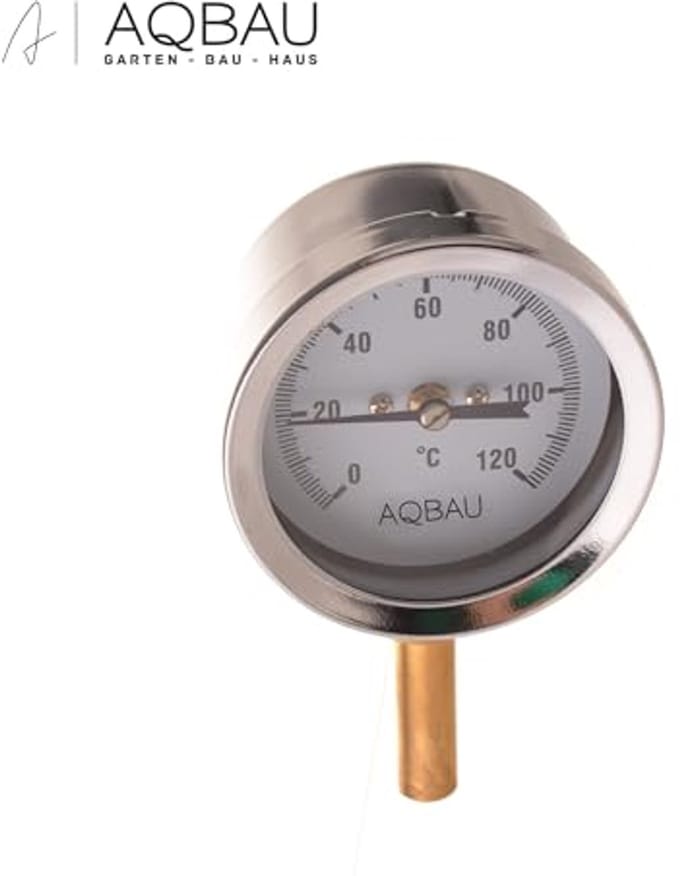 Bimetalen thermometer wijsthermometer 0 - 120 °C met dompelhuls 1/2 inch