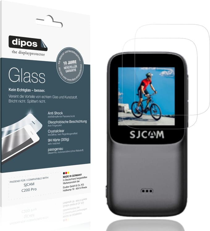 dipos – 2x Pantserfolie geschikt voor SJCAM C200 Pro | 9H Screenprotector