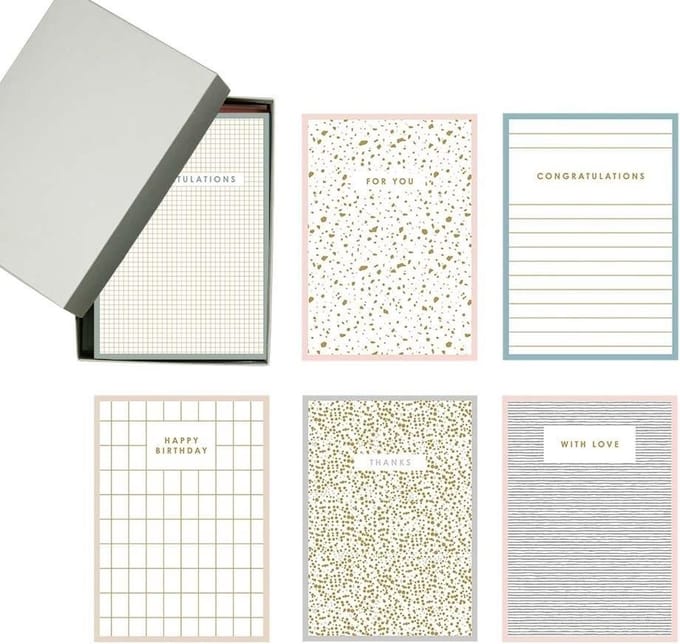 Wenskaarten set / box - 12 kaarten incl. envelop - goudfolie - mixed