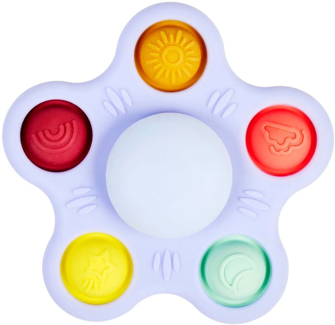 Nattou Silicone Baby Pop-it Spinner - Zuignap speelgoed - 9 cm - Multicolor