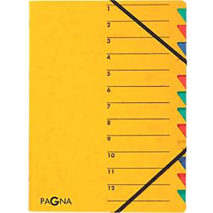 PAGNA documentenmap Easy, A4, elastieksluiting, 12-delig, geel