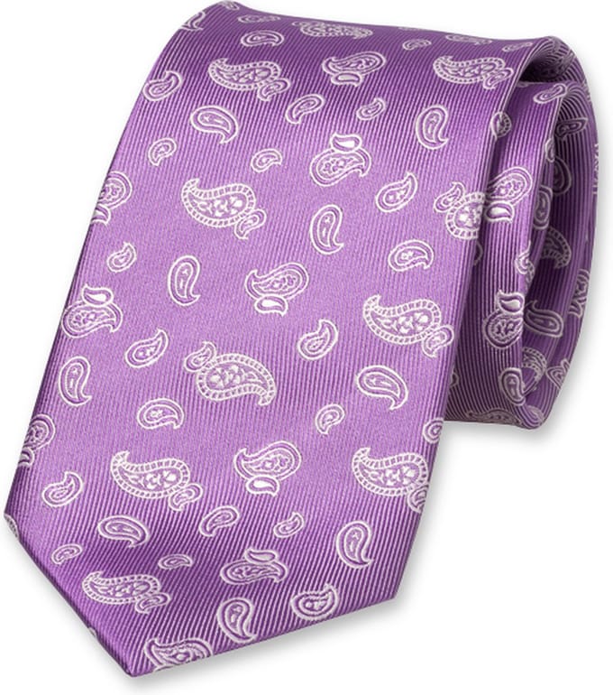 E.L. Cravatte Stropdas - Lila Paisley - Zijde