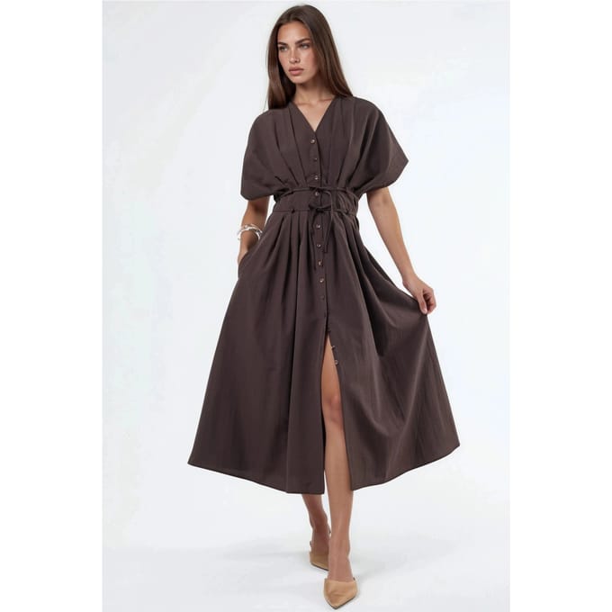 Casual V-hals Midi Shirtjurk