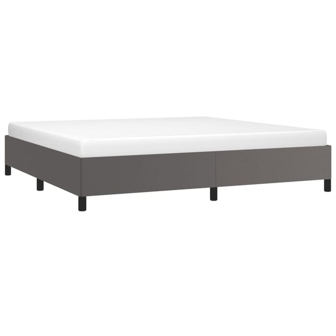vidaXL - Bedframe - zonder - matras - 200x200 - cm - kunstleer - grijs