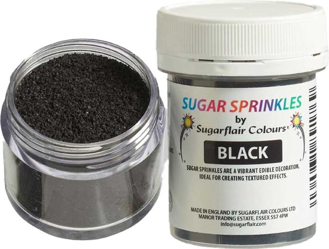 Sugarflair Sugar Sprinkles - Zwart - 40g - Gekleurde Suiker - Eetbare Taartdecoratie