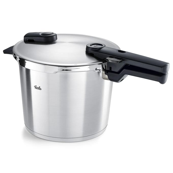 Fissler Vitaquick Premium Snelkookpan met Stoominzet en driepoot 6L