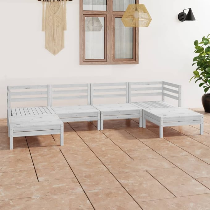 vidaXL - 6-delige - Loungeset - massief - grenenhout - wit