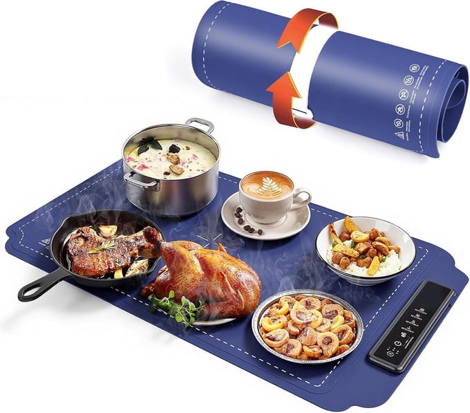 Draagbare Elektrische Warmhoudplaat Siliconen - Opvouwbaar Buffet Warmer met Instelbare Temperatuur