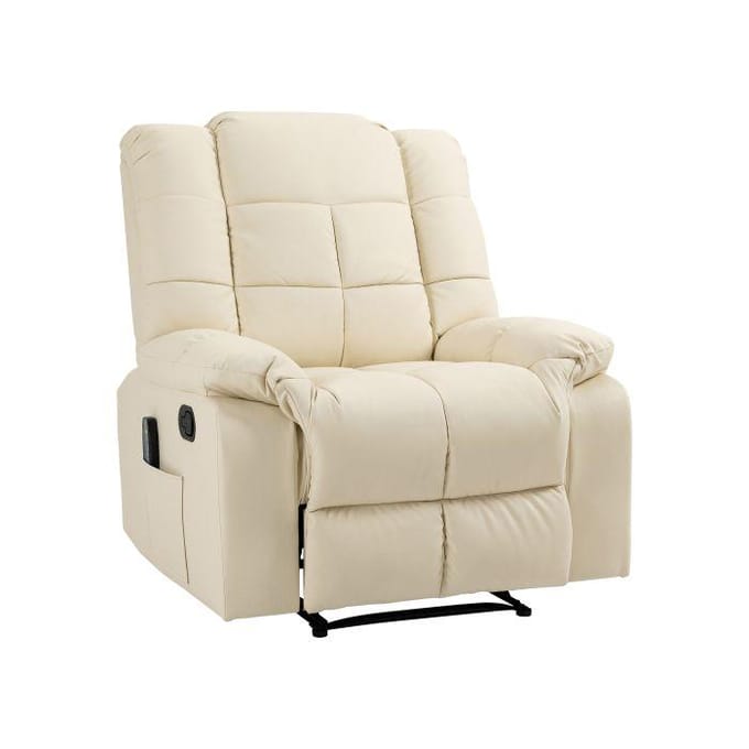Massagestoel - HOMCOM - Crèmewit - 8 massagedots - 165° kantelbaar - Afstandsbediening inbegrepen wit