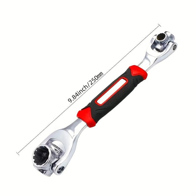 52-in-1 Multifunctionele Dopsleutelset - 8-19mm Antislip Handvat & Roterend Botontwerp - Universele Sleutel lichtgrijze kleur