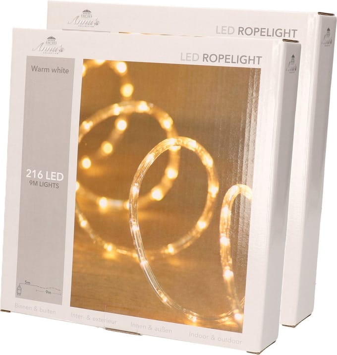 Anna's Collection Kerstverlichting - 2x - 216 lampjes - warm wit - 9 meter - lichtslang